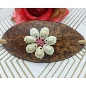 Unique and Beautiful Coconut Shell Beachy Stick Hair Barrette Boho Hippie